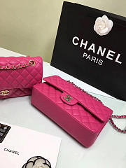 CHANEL 1112 Rose Red Medium Size 2.55 Lambskin Leather Flap Bag With Gold/Silver Hardware - 3