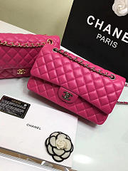 CHANEL 1112 Rose Red Medium Size 2.55 Lambskin Leather Flap Bag With Gold/Silver Hardware - 5