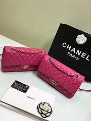 CHANEL 1112 Rose Red Medium Size 2.55 Lambskin Leather Flap Bag With Gold/Silver Hardware - 6