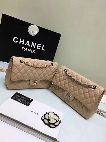 CHANEL 1112 beige 2.55 Calfskin Leather Flap Bag with Gold Hardware