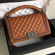 Chanel Grained Calfskin Boy Bag with Top Handle Orange A14041 VS06715 - 1