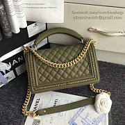 Chanel Green Quilted Caviar Boy Bag with Top Handle 180302 VS09524 - 3