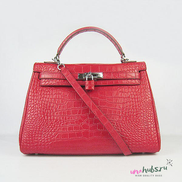 Hermes Kelly 6108 Red Crocodile Bag - 1