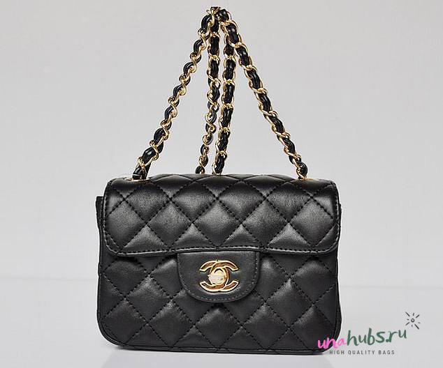 CHANEL 1112 Black Lambskin Leather Flap Bag With Gold Hardware - 1