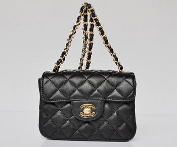 CHANEL 1112 Black Lambskin Leather Flap Bag With Gold Hardware