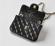 CHANEL 1112 Black Lambskin Leather Flap Bag With Gold Hardware - 3