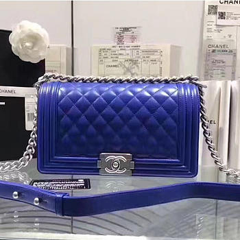 Chanel Blue Quilted Lambskin Medium Boy Bag A67086 VS03157