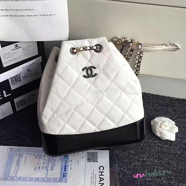 Chanel Chanels Gabrielle Backpack White and Black A94485 VS06686 - 1