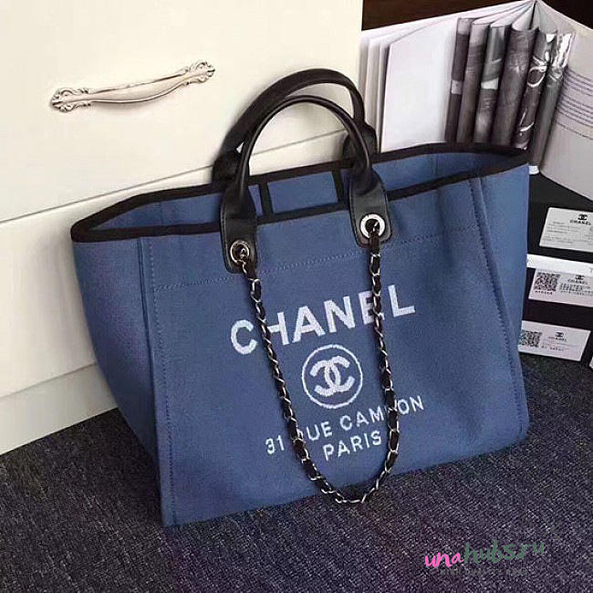 Chanel Blue Canvas Large Deauville Shopping Bag A68046 VS05826 - 1