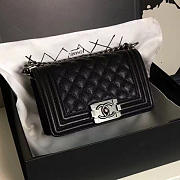 Chanel Small Quilted Caviar Boy Bag Black Silver A13043 VS03258 - 5