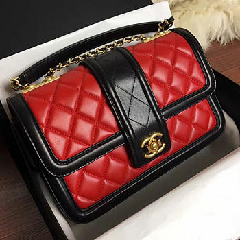 Chanel Quilted Lambskin Flap Bag Red and Black A91365 VS01992