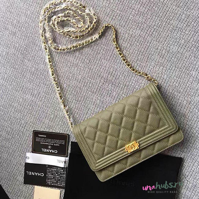 Chanel Caviar WOC Chain Wallet Green A80287 VS07114 - 1