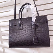 YSL LARGE SAC DE JOUR CARRY ALL BAG IN BLACK CROCODILE EMBOSSED LEATHER - 5