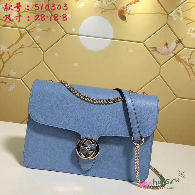 Gucci GG Flap Shoulder Bag On Chain Light Blue 510303 - 1