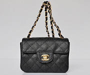 CHANEL 1112 Black Caviar Leather Flap Bag With Gold Hardware - 1