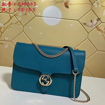 Gucci GG Flap Shoulder Bag On Chain Sapphire Blue 510303