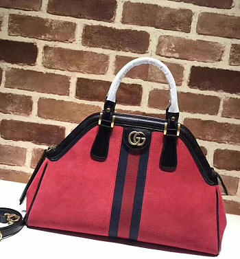 GUCCI RE(BELLE) SUEDE MEDIUM TOP HANDLE BAG ‎516459 RED 2018