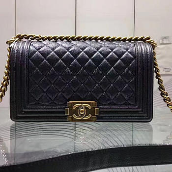 Chanel Black Quilted Caviar Medium Boy Bag Gold Hardware A67086 VS01578