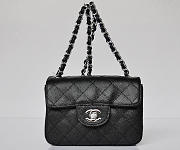 CHANEL 1112 Black Caviar Leather Flap Bag With Silver Hardware - 1