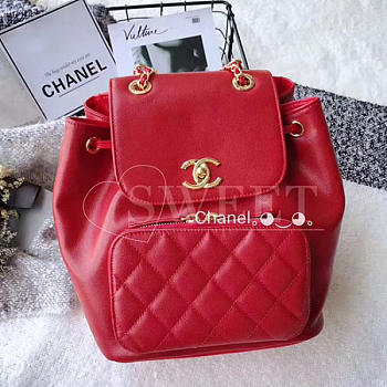 Chanel Grained Calfskin Backpack Red A93748 VS00493