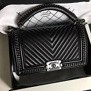 Chanel Chevron Lambskin Boy Bag with Top Handle Black A14041 VS05793 - 1