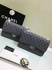 CHANEL 1112 Grey Large Size 30cm Lambskin Leather Flap Bag With Gold/Silver Hardware - 1