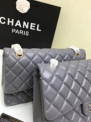 CHANEL 1112 Grey Large Size 30cm Lambskin Leather Flap Bag With Gold/Silver Hardware - 3