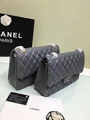 CHANEL 1112 Grey Large Size 30cm Lambskin Leather Flap Bag With Gold/Silver Hardware - 2