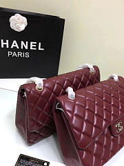 CHANEL 1112 Wine Red Large Size 30cm Lambskin Leather Flap Bag With Gold/Silver Hardware - 3