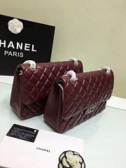 CHANEL 1112 Wine Red Large Size 30cm Lambskin Leather Flap Bag With Gold/Silver Hardware - 2