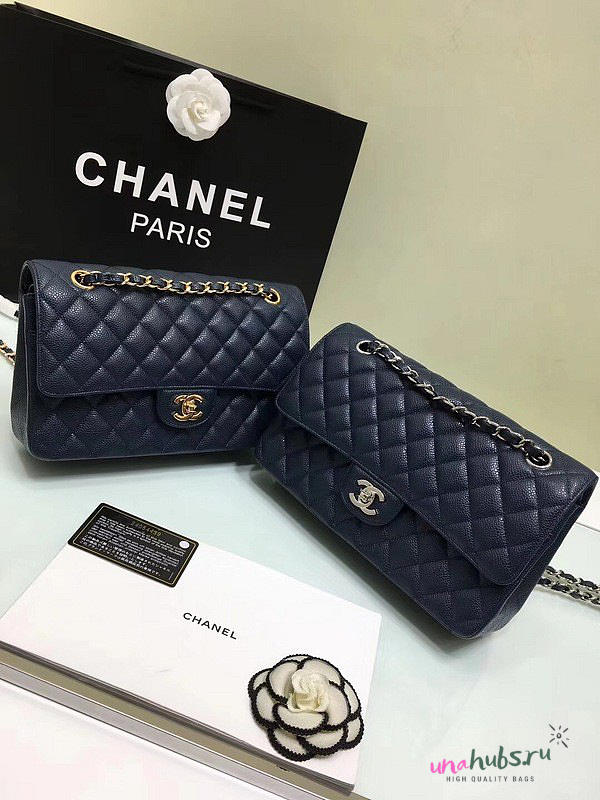 CHANEL 1112 royalblue Large 2.55 Calfskin Leather Flap Bag with Gold Hardware - 1