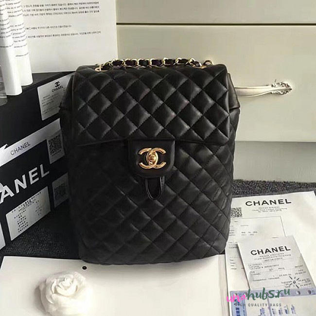 Chanel Urban Spirit Quilted Lambskin Backpack Black Gold Hardware 170302 VS04228 - 1