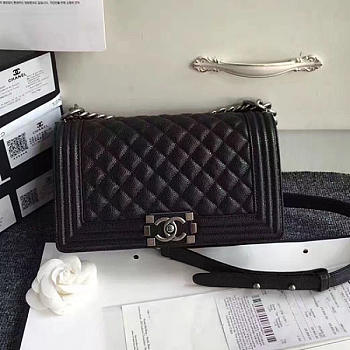 Chanel Black Quilted Caviar Medium Boy Bag 180301 VS06570