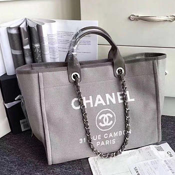 Chanel Brown Canvas Large Deauville Shopping Bag A68046 VS02718