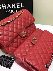 CHANEL 1112 Red Large 2.55 Calfskin Leather Flap Bag with Gold Hardware - 3