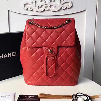 Chanel Quilted Lambskin Backpack Red 170303 VS07838