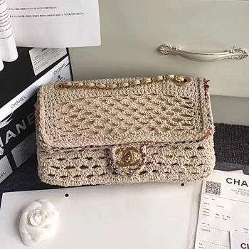 Chanel Crochet Braid Flap Shoulder Bag Beige A93680 VS02814
