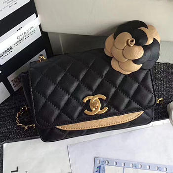 Chanel Calfskin Camellia Waist Bag Black A91830 VS06486