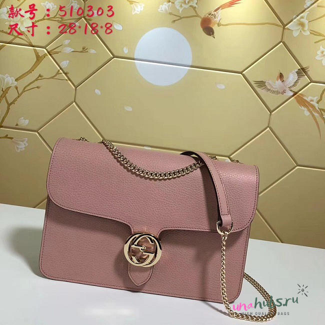 Gucci GG Flap Shoulder Bag On Chain Pink 510303 - 1