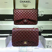 CHANEL 1112 Maroon Red Size 33cm Lambskin Leather Flap Bag With Gold / Silver Hardware - 1