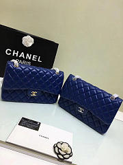 CHANEL 1112 Blue Large Size 30cm Lambskin Leather Flap Bag With Gold/Silver Hardware - 6