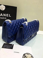 CHANEL 1112 Blue Large Size 30cm Lambskin Leather Flap Bag With Gold/Silver Hardware - 3