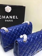 CHANEL 1112 Blue Large Size 30cm Lambskin Leather Flap Bag With Gold/Silver Hardware - 2