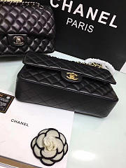 CHANEL black medium size 25 lambskin Leather Flap Bag with Gold/Silver Hardware  - 2