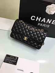 CHANEL black medium size 25 lambskin Leather Flap Bag with Gold/Silver Hardware  - 5