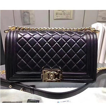 Fashion Chanel Black Quilted Lambskin Medium Boy Bag Gold Hardware A67086 VS05222