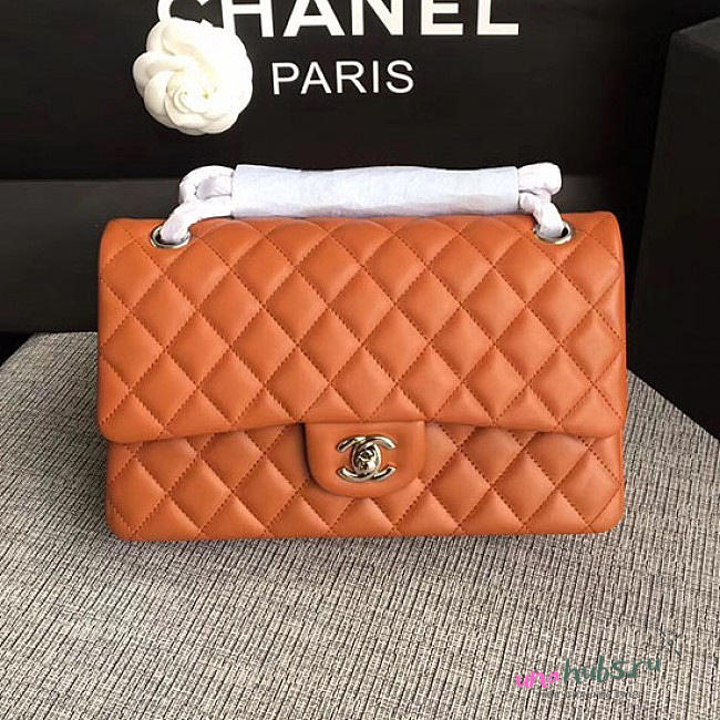 Classic Chanel Lambskin Flap Shoulder Bag Orange A01112 VS04951 - 1