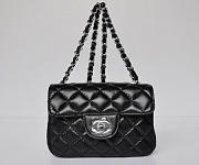 CHANEL 1112 Black Lambskin Leather Flap Bag With Silver Hardware - 6