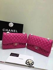 CHANEL 1112 Rose Red large Size 30 Lambskin Leather Flap Bag With Gold/Silver Hardware - 6