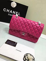 CHANEL 1112 Rose Red large Size 30 Lambskin Leather Flap Bag With Gold/Silver Hardware - 2